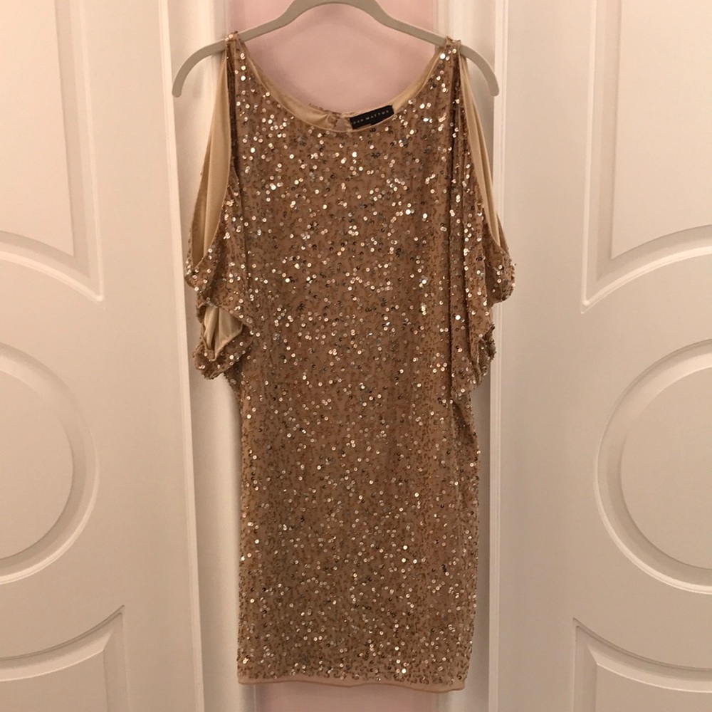 Aidan Mattox Gold Sequin Dress size 6